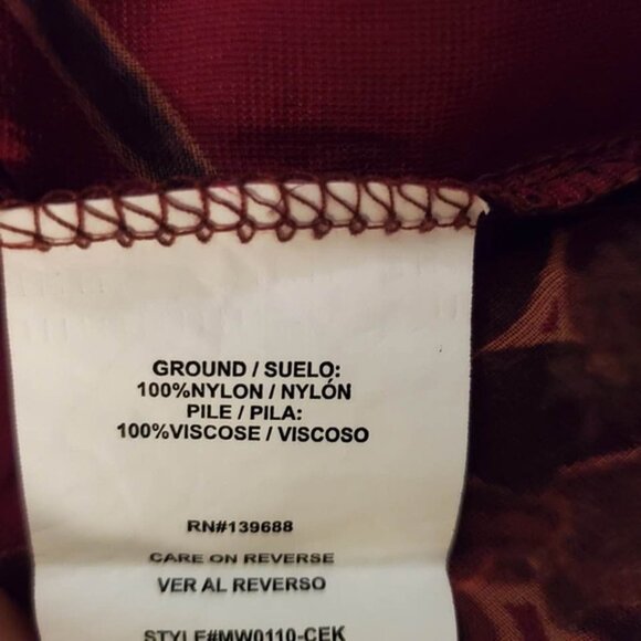 Blouse top velour burnout floral semi-sheer burgundy vine color sz XL - Picture 3 of 5